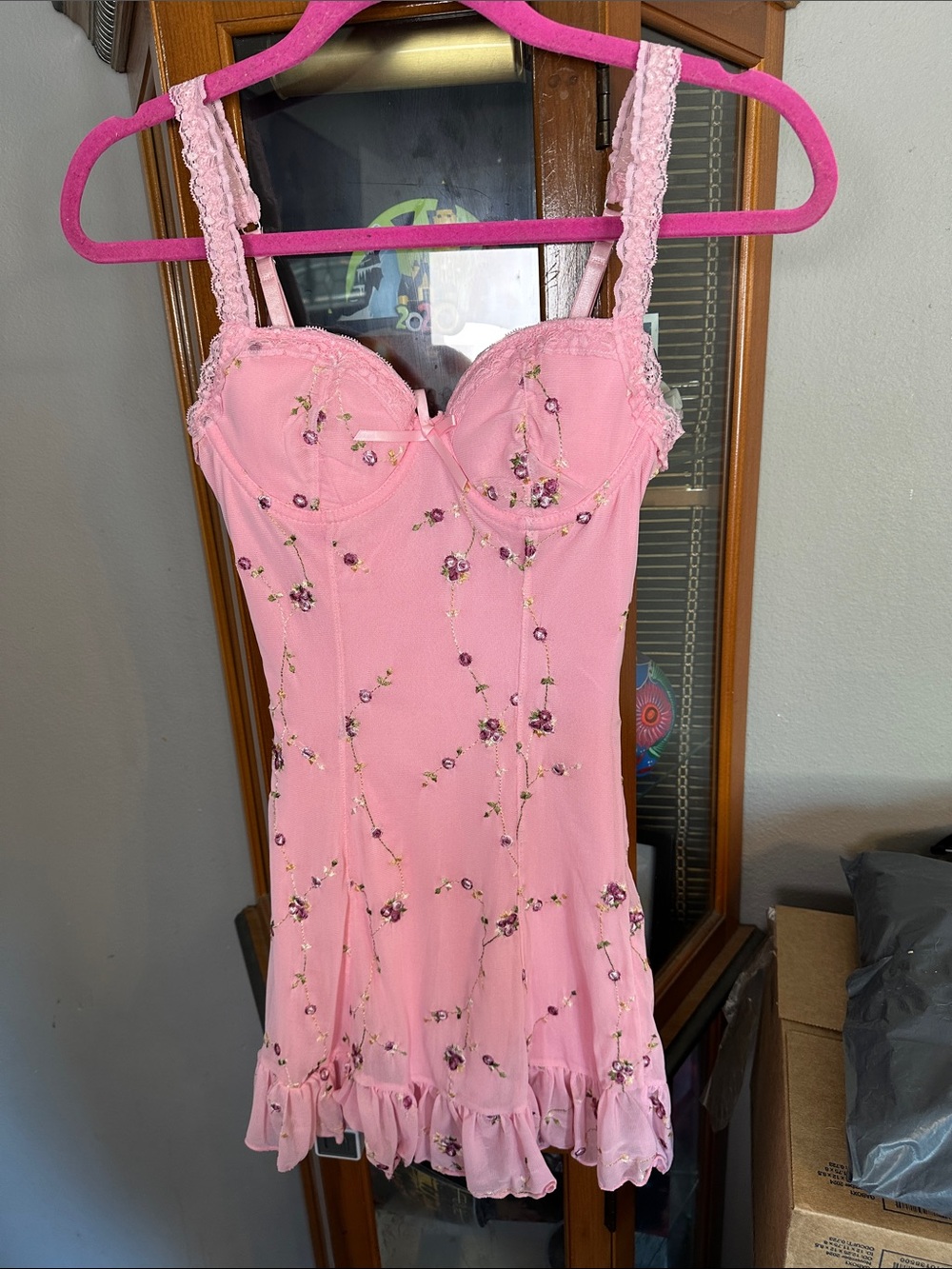 Sugar Thrillz Pink Floral Babydoll Dress